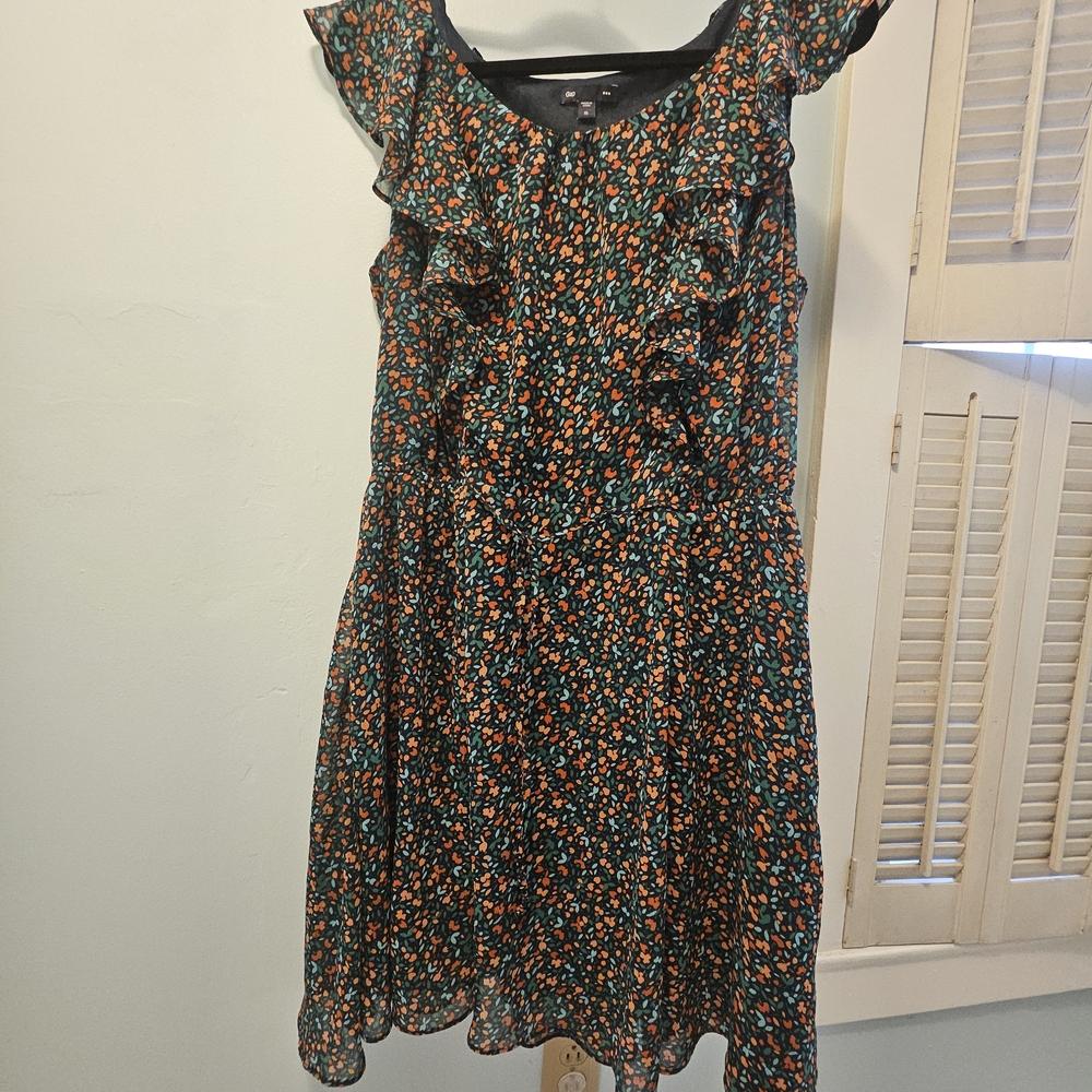 GAP Black and Orange Floral Mini Dress